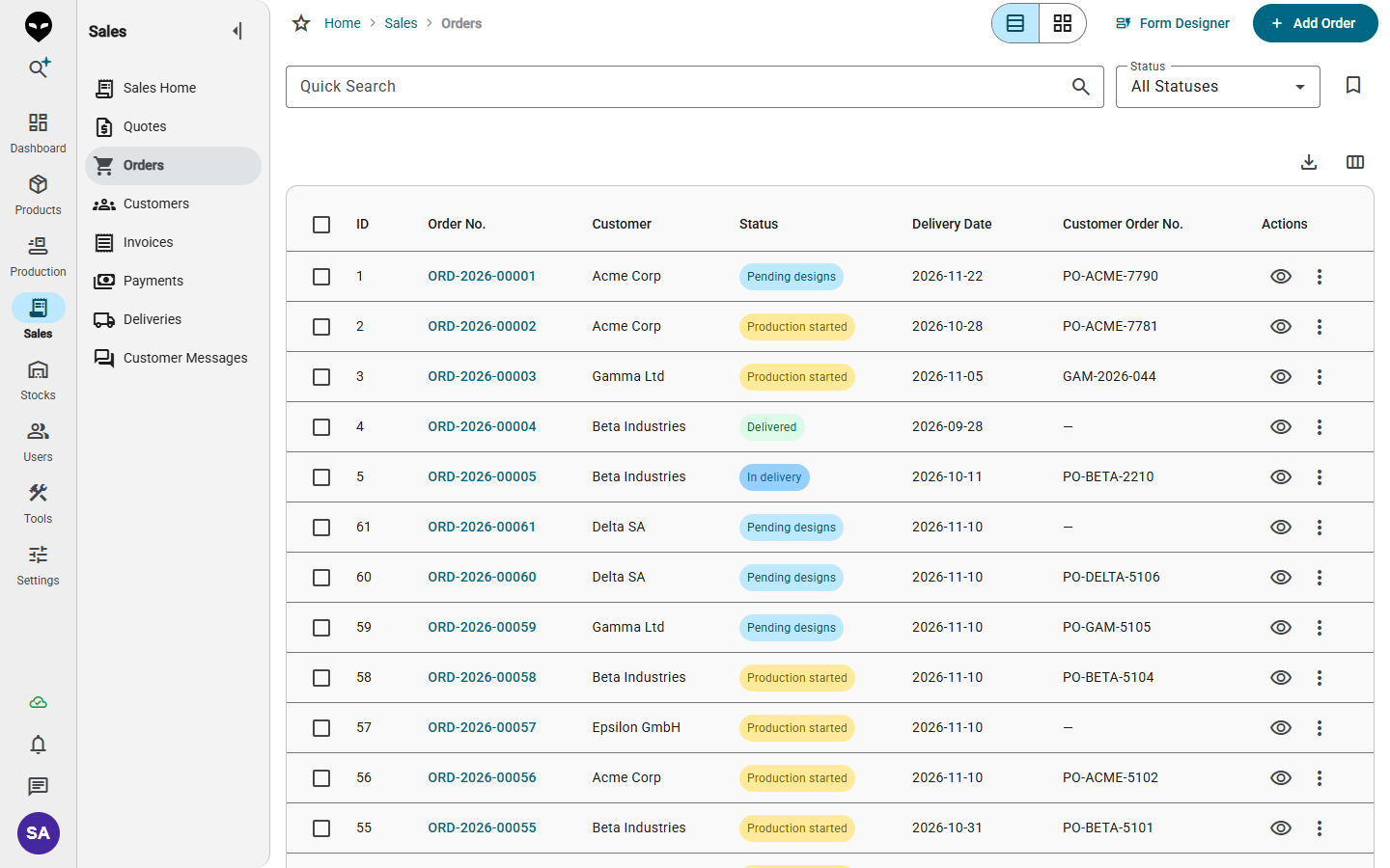 Sales and billing